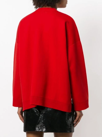 Shop Paco Rabanne Oversized Zipped Sweater In Red