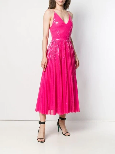 Shop Msgm Sequin Pleated Dress In Pink