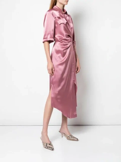 NANUSHKA SATIN ASYMMETRIC WRAP DRESS - 粉色