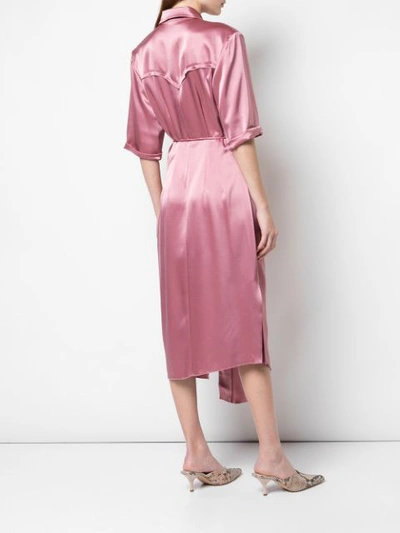 NANUSHKA SATIN ASYMMETRIC WRAP DRESS - 粉色