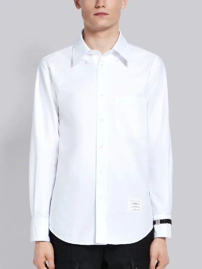 Shop Thom Browne Alligator Watch Appliqué Oxford In White