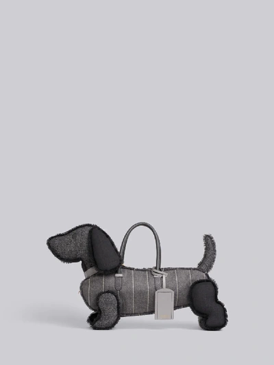 Shop Thom Browne Solid Tweed Hector Bag In Grey