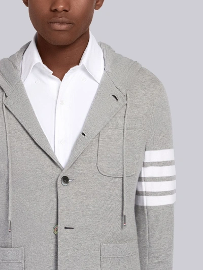 Shop Thom Browne Light Grey Loopback Jersey 4-bar Hooded Sport Coat