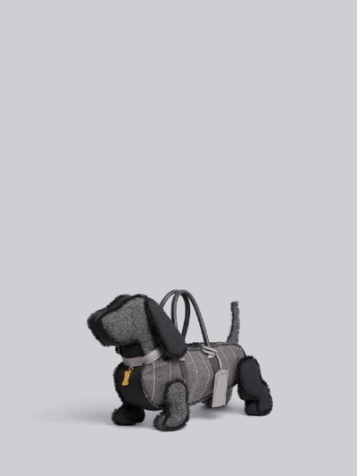 Shop Thom Browne Solid Tweed Hector Bag In Grey