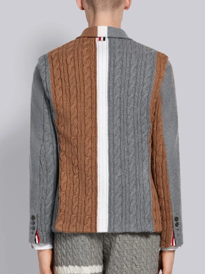 Shop Thom Browne Repp Stripe Combo-knit Classic Sport Coat In Neutrals