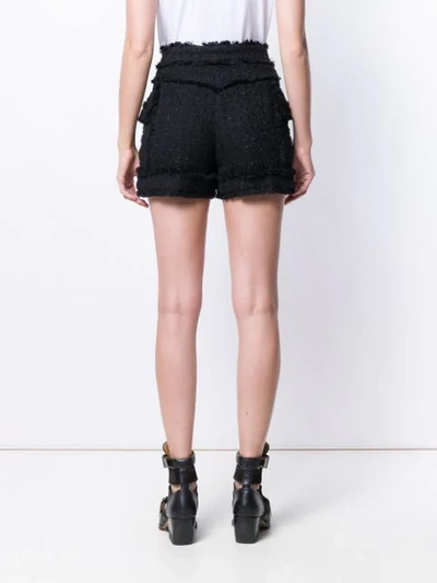 Shop Balmain High Waisted Boucle Shorts In Black
