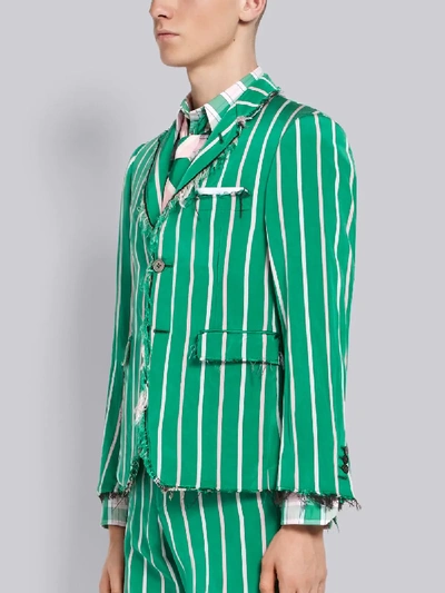 Shop Thom Browne Distressed Banker Stripe Classic Sport Coat In Green