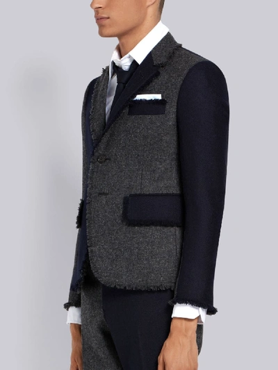 Shop Thom Browne Frayed Edges High Armhole Sport Coat In Grey