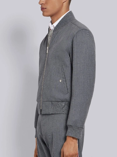 Shop Thom Browne Rwb Stripe Ribbed Blouson Jacket In Grey