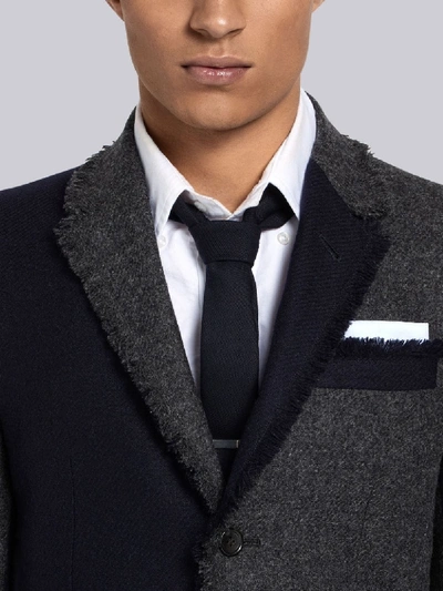 Shop Thom Browne Frayed Edges High Armhole Sport Coat In Grey