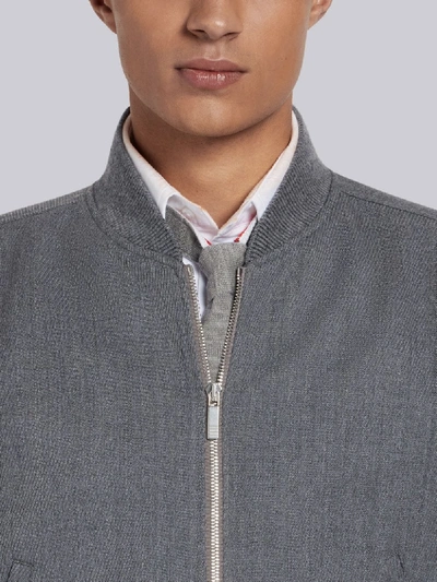 Shop Thom Browne Rwb Stripe Ribbed Blouson Jacket In Grey