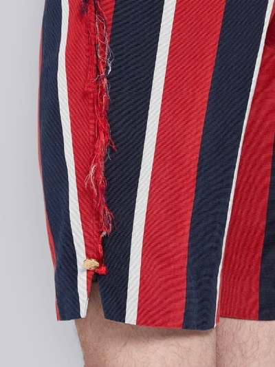 Shop Thom Browne Distressed Wide Repp Stripe Short In Blue