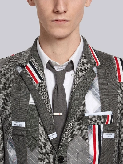 Shop Thom Browne Suiting Tie Embroidery Classic Sport Coat In Grey