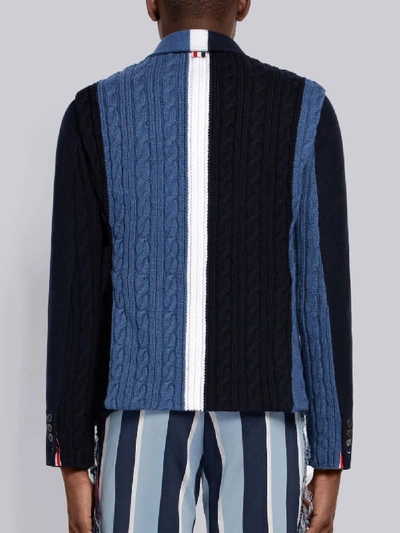 Shop Thom Browne Repp Stripe Combo-knit Classic Sport Coat In Blue