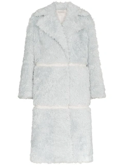 Shop Vika Gazinskaya Double Breasted Panelled Mohair Alpaca Blend Coat In Blue