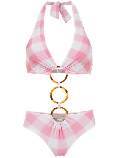 Shop Adriana Degreas Checked Swimsuit In Pink