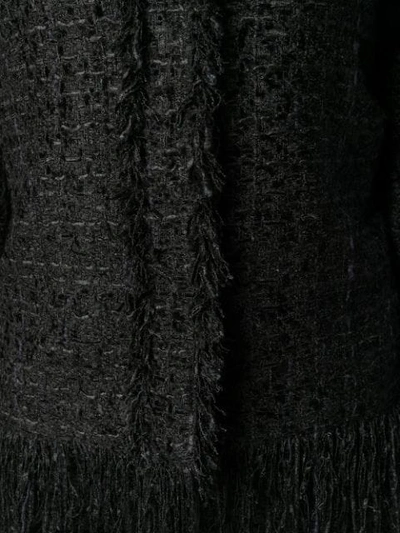 Shop Msgm Fringed Tweed Jacket In Black