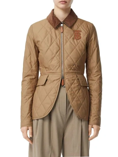 BURBERRY 经典图案绗缝骑装大衣 - 棕色