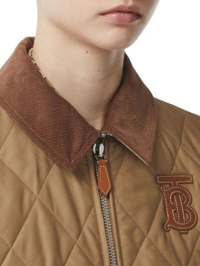 Shop Burberry Monogram Motif Quilted Riding Jacket In Brown