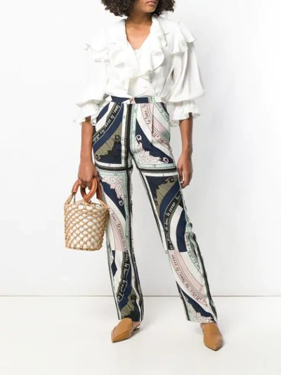 Shop Tory Burch Constellation Printed Trousers In Blue
