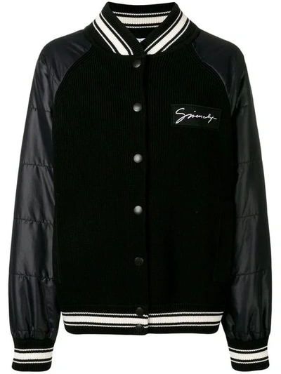 Shop Givenchy Ribbed Panel Bomber Jacket In Black