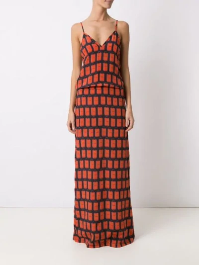 Shop Amir Slama Printed Long Dress In Black