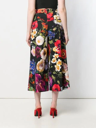 Shop Dolce & Gabbana Floral Print Culottes In Black