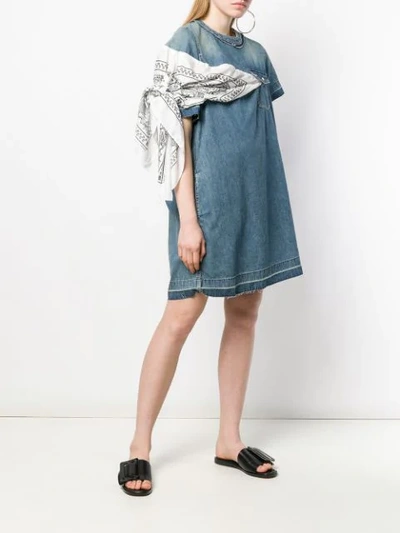 Shop Sacai Bandana Appliqué Denim Dress In Blue
