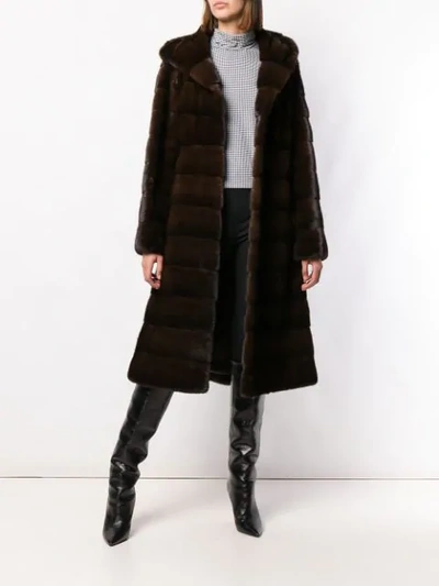 Shop Liska Valencia Hooded Coat In Brown