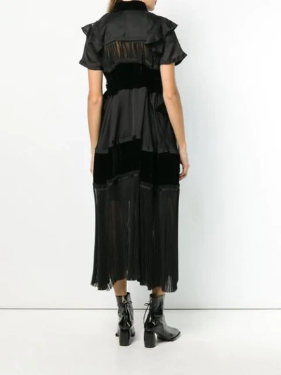 Shop Sacai Frill Detail Pleated Dress - Black
