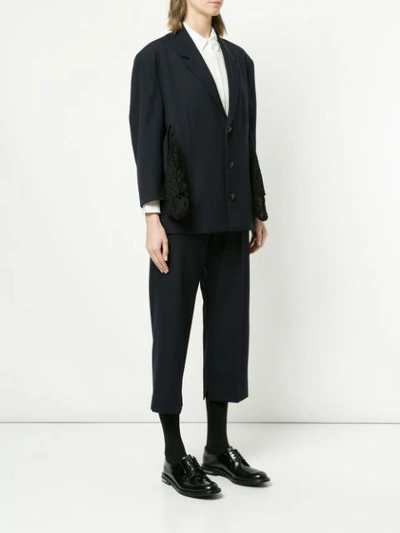 Shop Yohji Yamamoto Vintage Mesh Pockets Suit - Blue