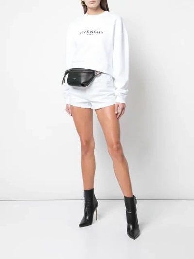 Shop Givenchy Logo Cropped Sweatshirt In 100 White