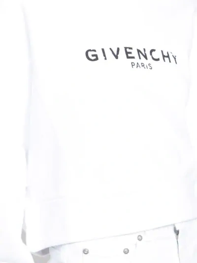 Shop Givenchy Logo Cropped Sweatshirt In 100 White