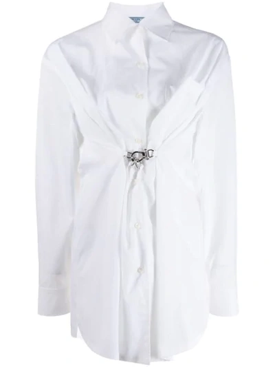 Shop Prada Lobster Claw Buckled Front Shirt - White