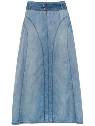 Shop Tufi Duek Denim Midi Skirt In Blue