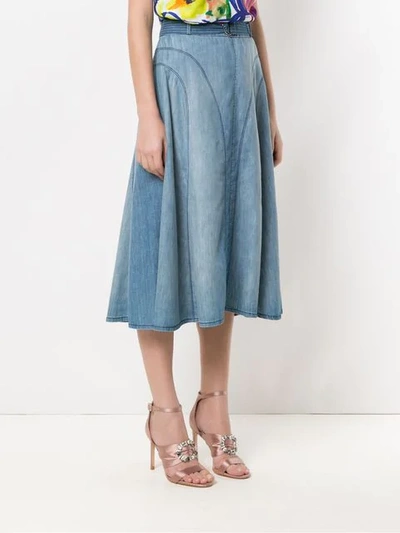 Shop Tufi Duek Denim Midi Skirt In Blue