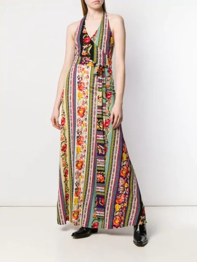 Shop Etro Patchwork Belted Maxi Dress In Purple
