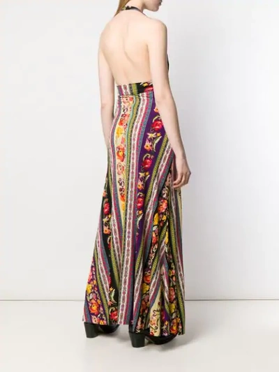 Shop Etro Patchwork Belted Maxi Dress In Purple