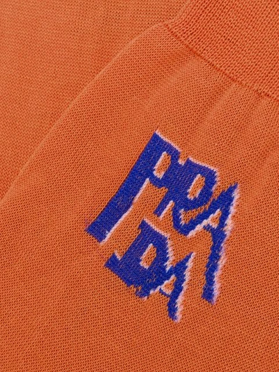 Shop Prada Contrast Logo Socks In Orange