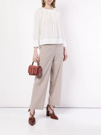 Shop Ballsey Gathered Neck Cropped Blouse In White