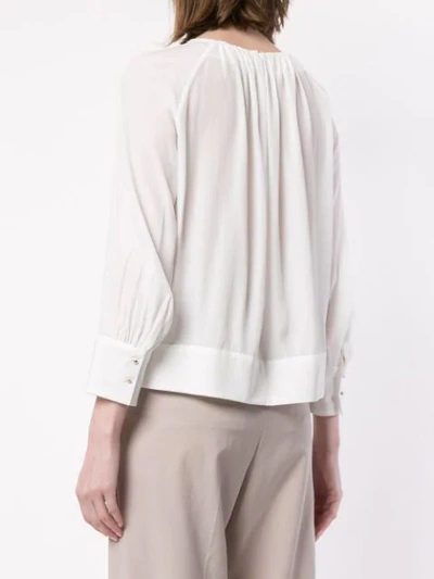 Shop Ballsey Gathered Neck Cropped Blouse In White