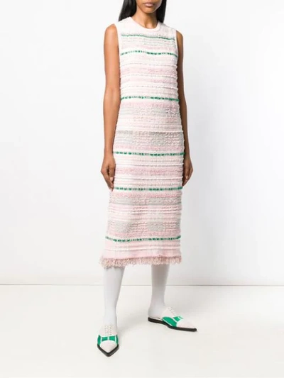 Shop Thom Browne Pink Tweed Shift Dress