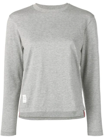 Shop Thom Browne Logo-patch Long-sleeve T-shirt In Grey