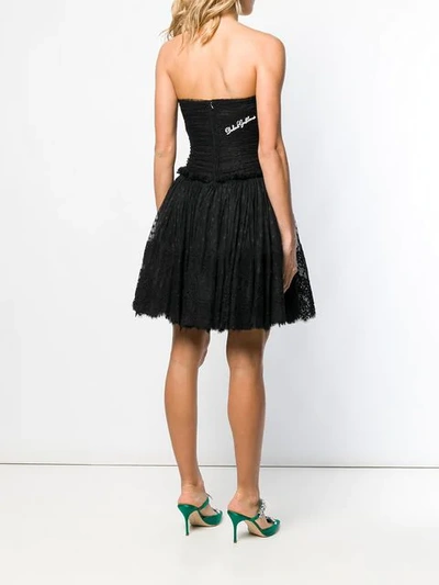 Shop Dolce & Gabbana Plumetis Bustier Dress With Sacred Heart Patch In Black
