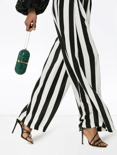 Shop We Are Leone Tie Waist Striped Silk Trousers In Black