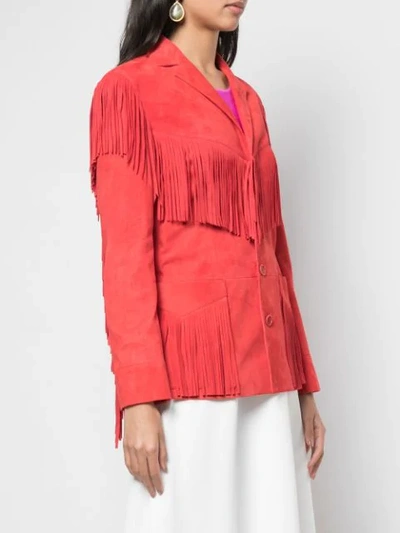 Shop Ralph Lauren Fringed Jacket In Red