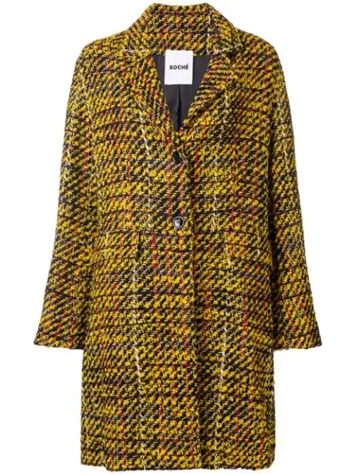Shop Koché Textured Single Breasted Coat - Yellow