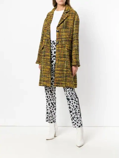 Shop Koché Textured Single Breasted Coat - Yellow
