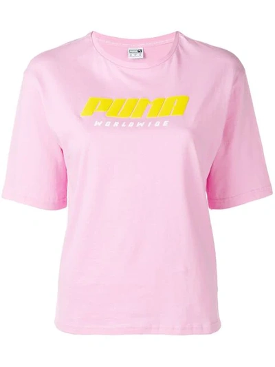 Shop Puma Logo T-shirt - Pink