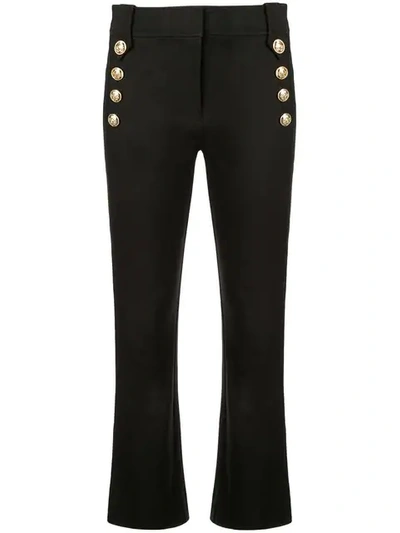 Shop Derek Lam 10 Crosby Robertson Cropped Flare Trouser With Sailor Buttons In Black